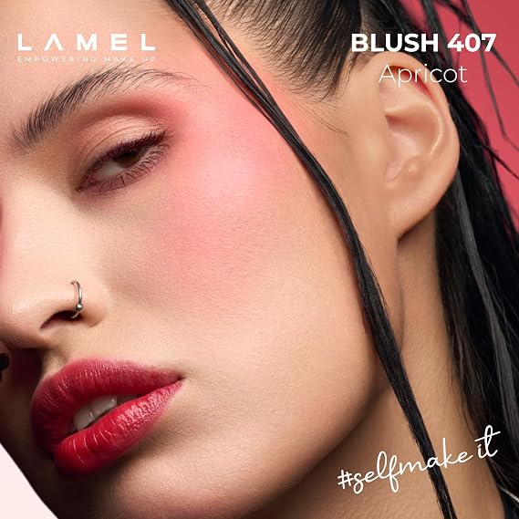 Lamel Powder Blush for Cheeks Apricot High Pigmented
