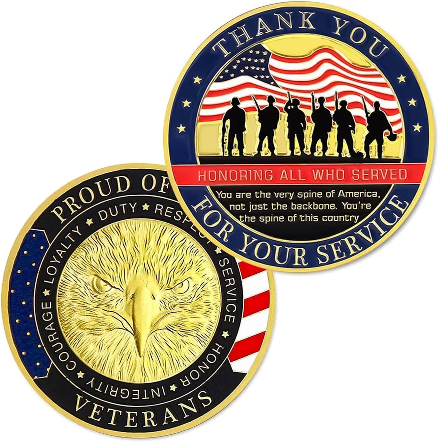 PiaoHao Thank You for Your Service Military Appreciation Challenge Coin Veteran Day Thanksgiving Gift Pack of 5