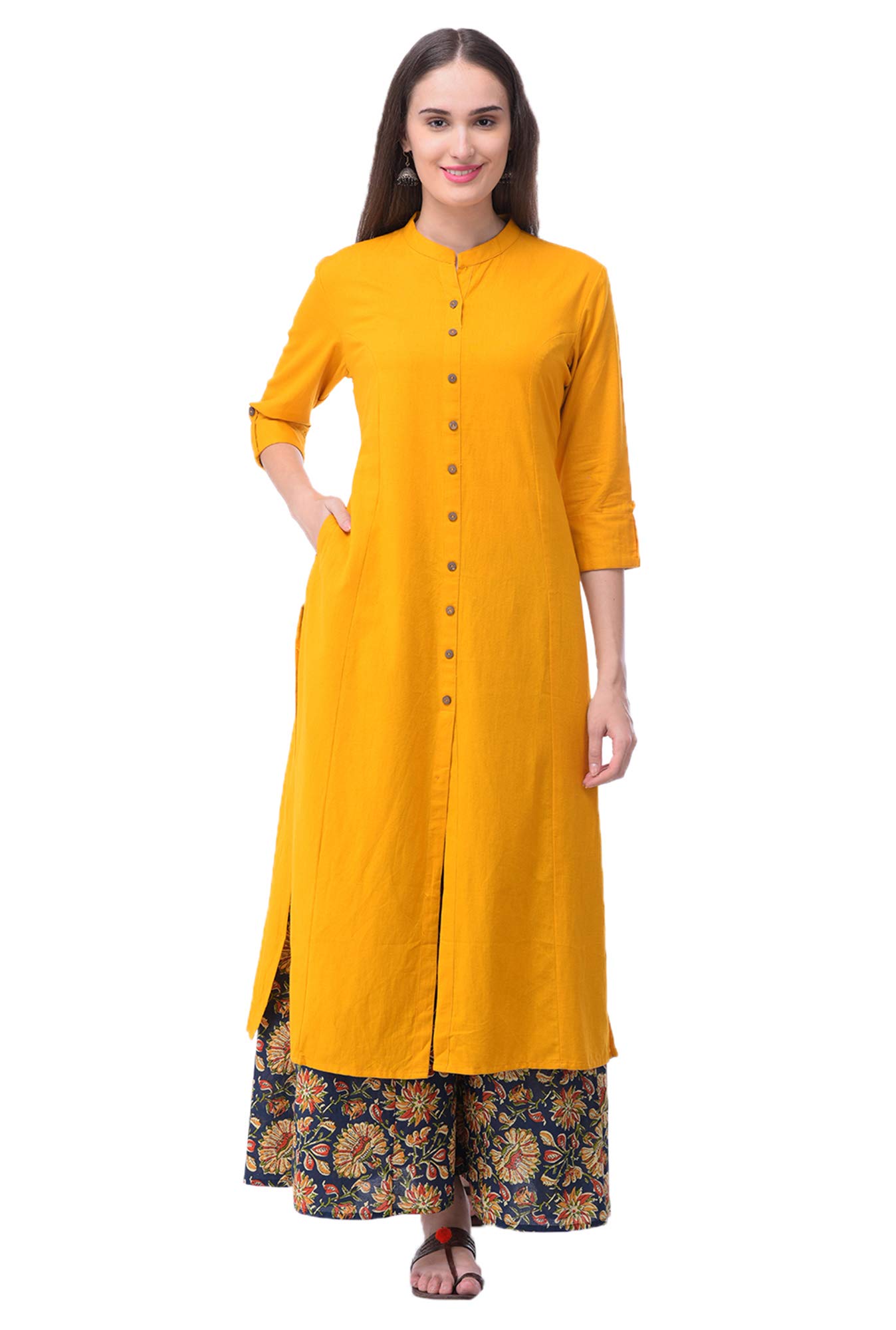 Pistaa's Women's Cotton Solid Kurta with Palazzo Bottom Set