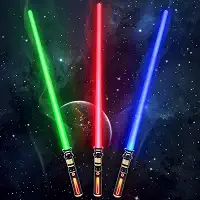 Sabre de luz para crianças, pacote com 3 espadas de luz dupla expansível de LED com som (sensível ao movimento), sabres de iluminação para adultos, presentes de Natal, lutadores de galáxia