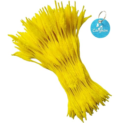 Carykon Paquete de 100 tallos de felpilla mullidos para limpiar pipas para manualidades creativas hechas a mano (amarillo)