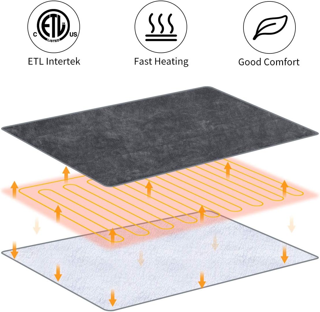Electric Blanket Heated Throw, Soft Flannel & Sherpa Heating Blanket Throw with 3 Heating Levels & 4hrs Auto Off, Machine Washable, ETL Certified, Home Office Use, 50x60 Inch, Grey - Image 6