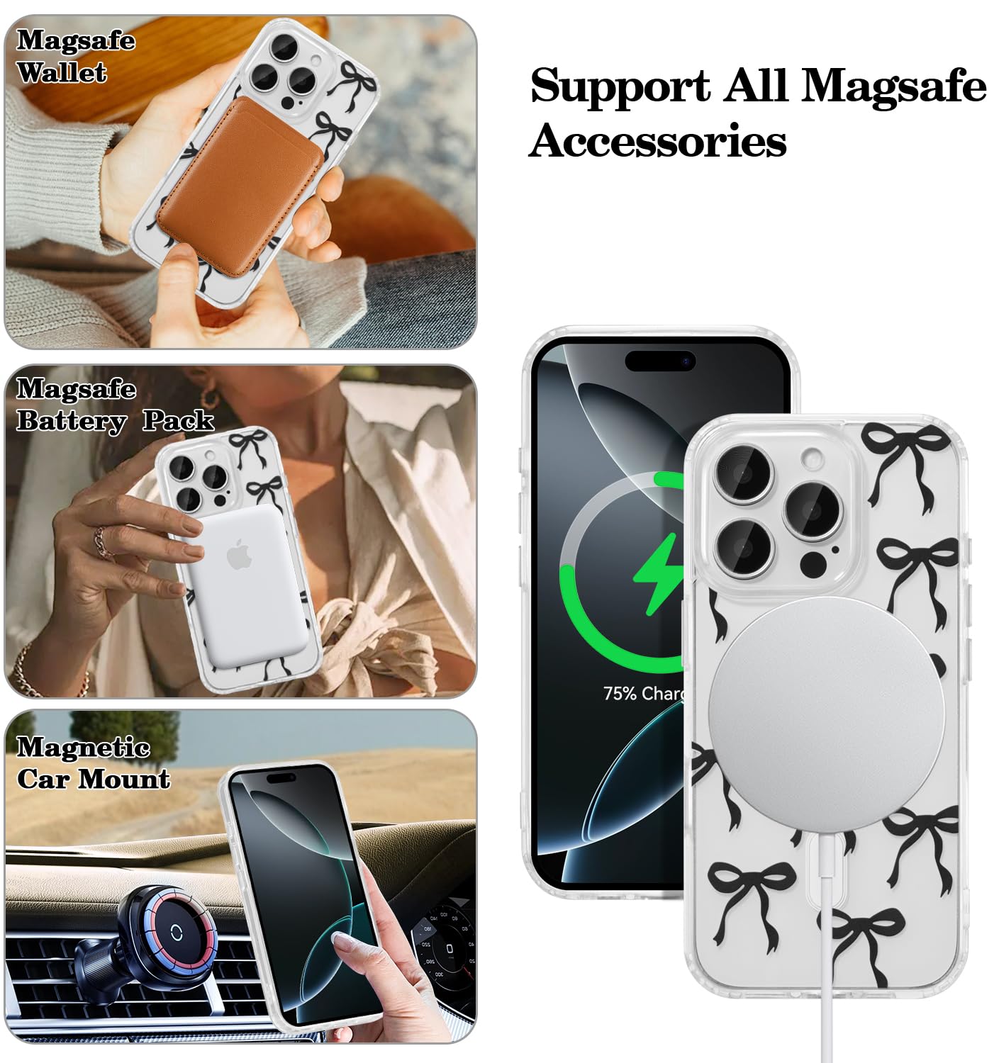 Amazon.com: UEEBAI Magnetic for iPhone 16 Pro Case, Bow Case