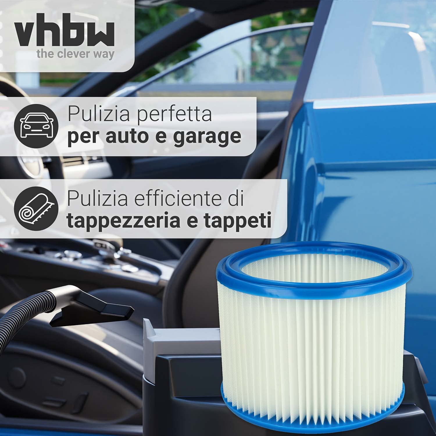 vhbw 10x filtro a pieghe piatte sostituisce Husqvarna 7391883815557, 5949659-01 per aspirapolvere - bianco/blu