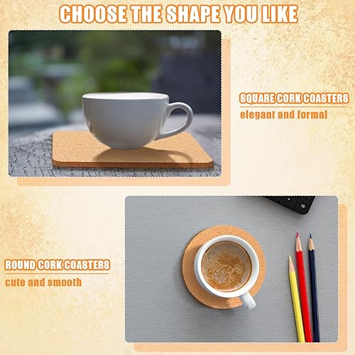 Miniatura 5 de Yaomiao Juego de 100 posavasos de corcho de madera a granel de 4 pulgadas para beber, té, café, blanco, absorbente, resistente al calor,