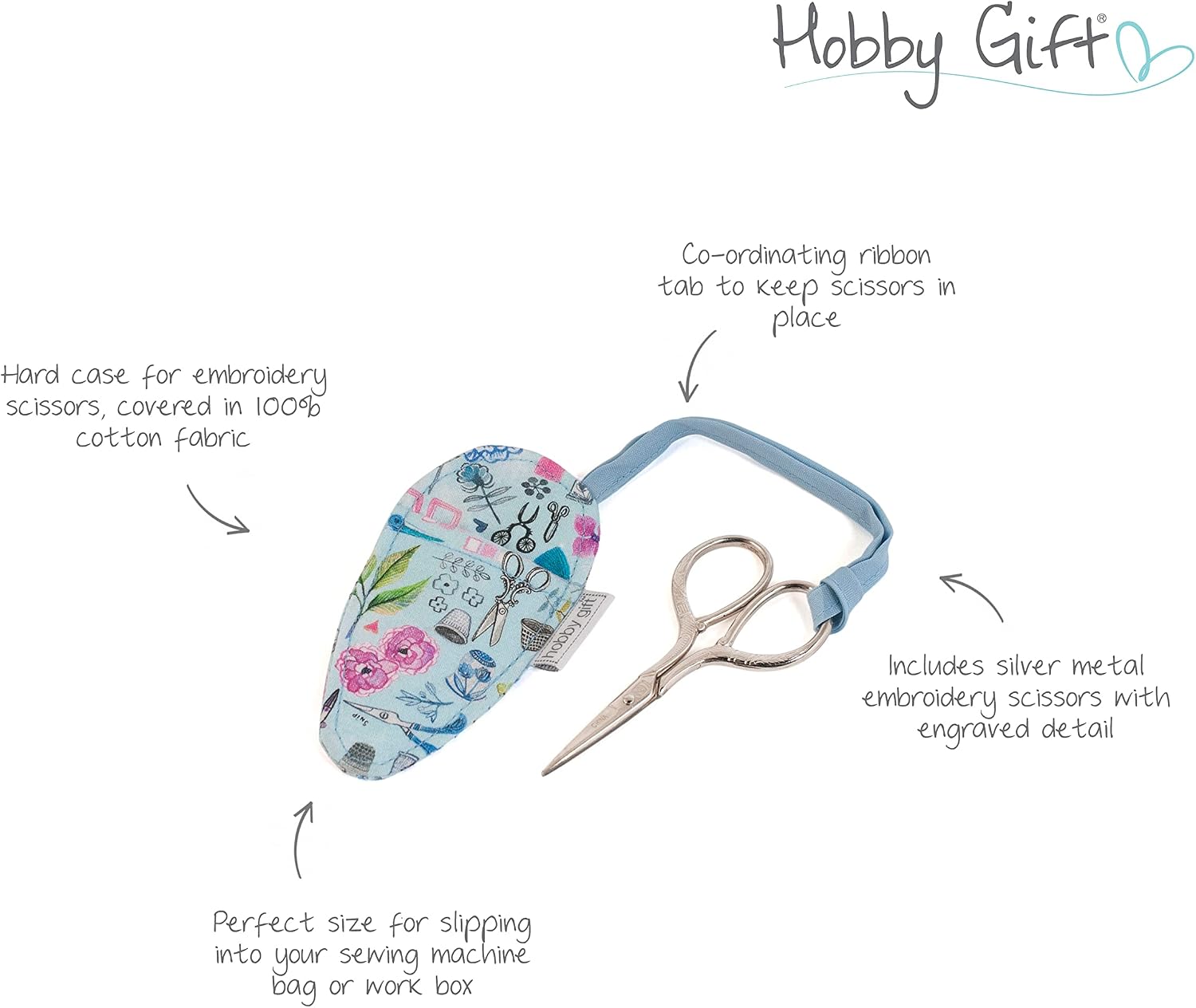 Hobby Gift Embroidery Scissors - Vintage Scissors in Case - 5.5 x 11cm - Sewing Scissors image 5