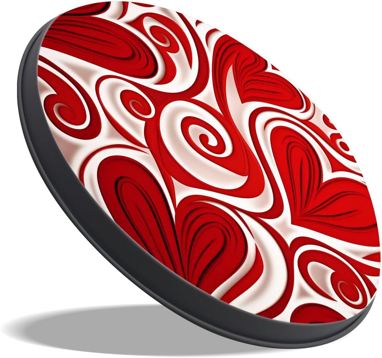 Red Hearts and Swirls Pattern Set of 4 Stove Burner Covers - Premium Round Electric Stove Range Protectors,8 IN & 10 IN