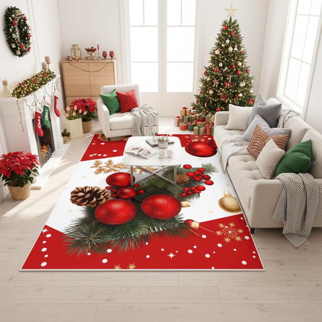 CCoutueChen Black Red Vintage Roses Carpet for Living Room 3x5 Machine Washable Retro Floral Area Rug Non Slip Retro Low Pile Floor Mat for Living