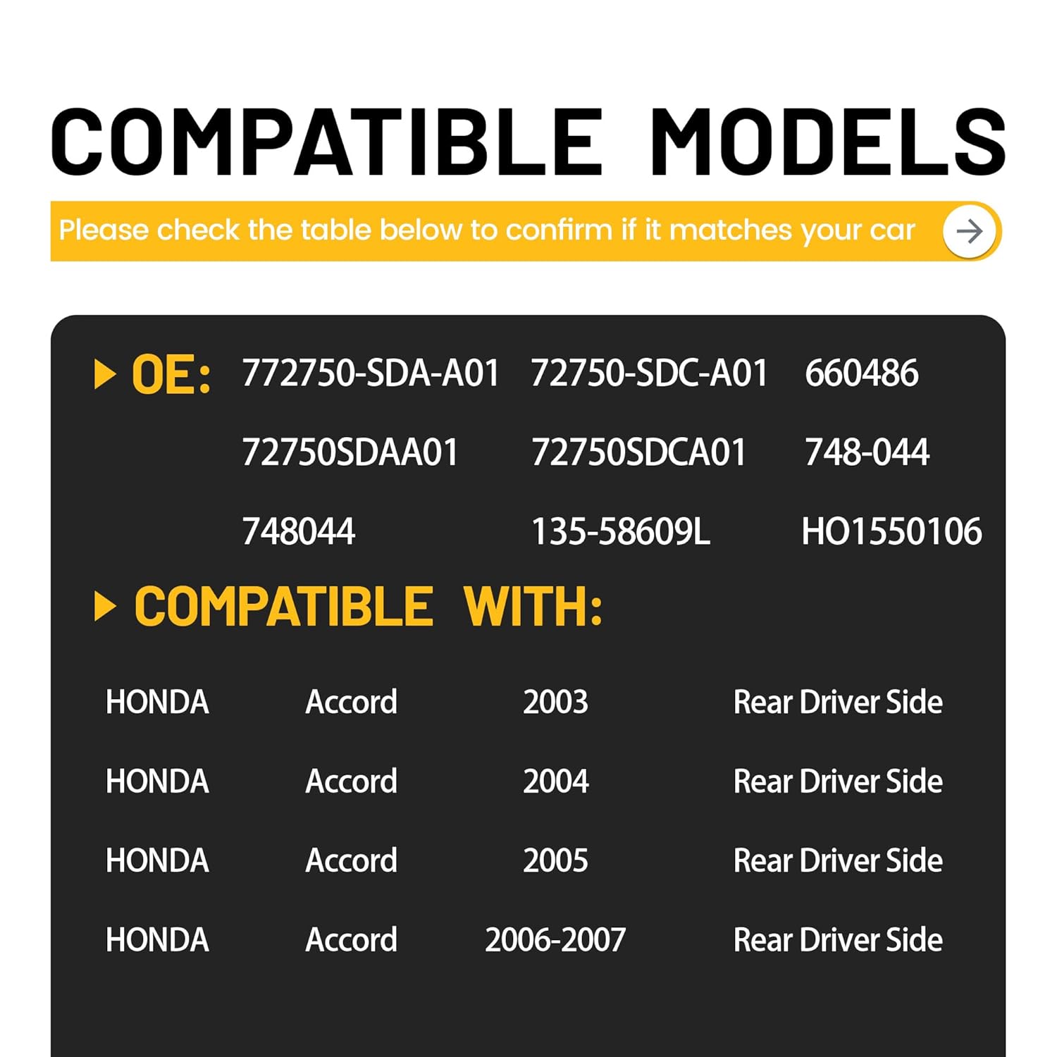Power Window Regulator with Motor, Rear Driver Side, Compatible with Honda Accord 2003 2004 2005 2006 2007 (Sedan 4-Door Only) Replace# 72750-SDA-A01 72750-SDC-A01 748-044