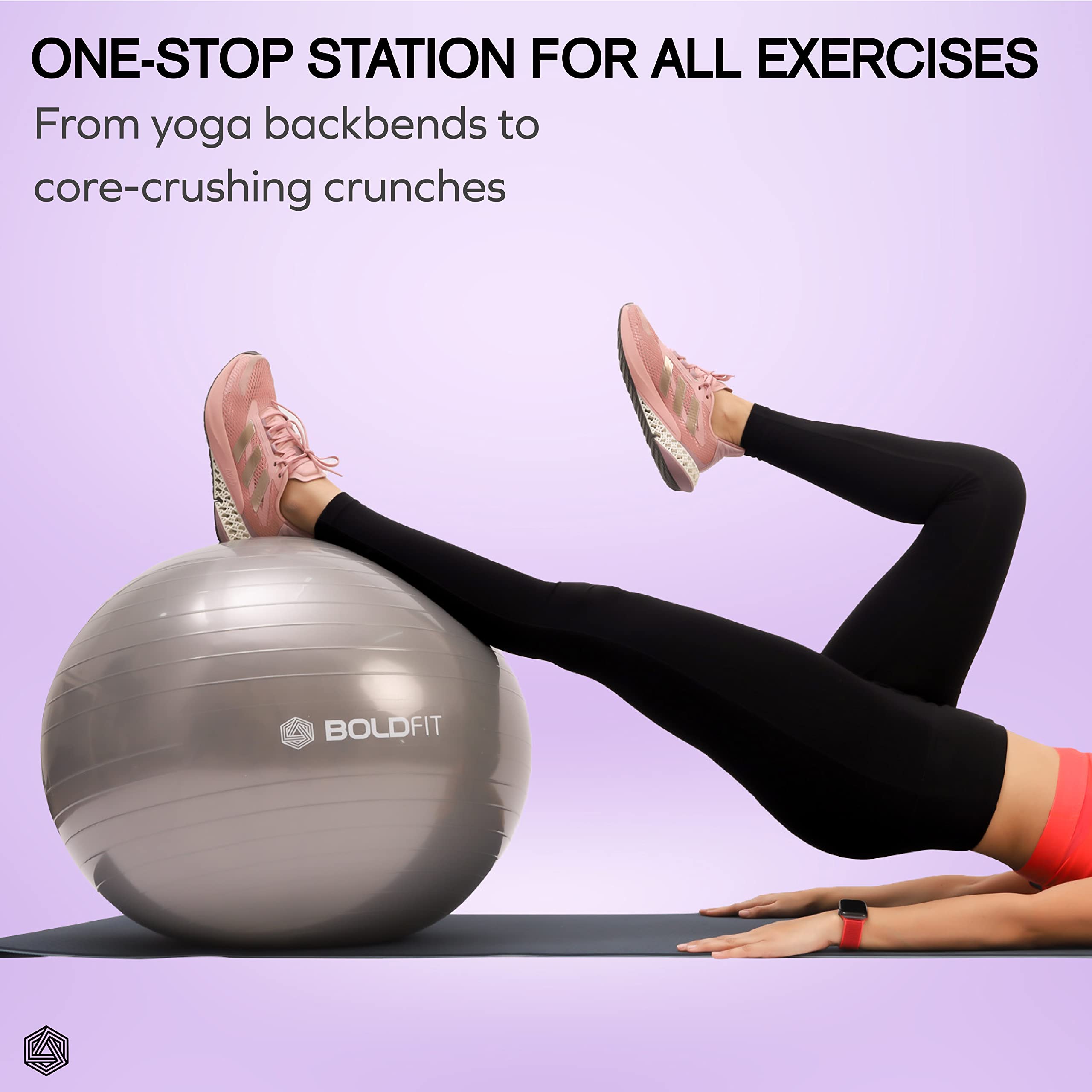 Boldfit Gym Ball for Exercise with Foot Pump for Workout, Yoga for Women and Men Swiss Ball for Balance Stability Training, Fitness 75Cm-Grey 3