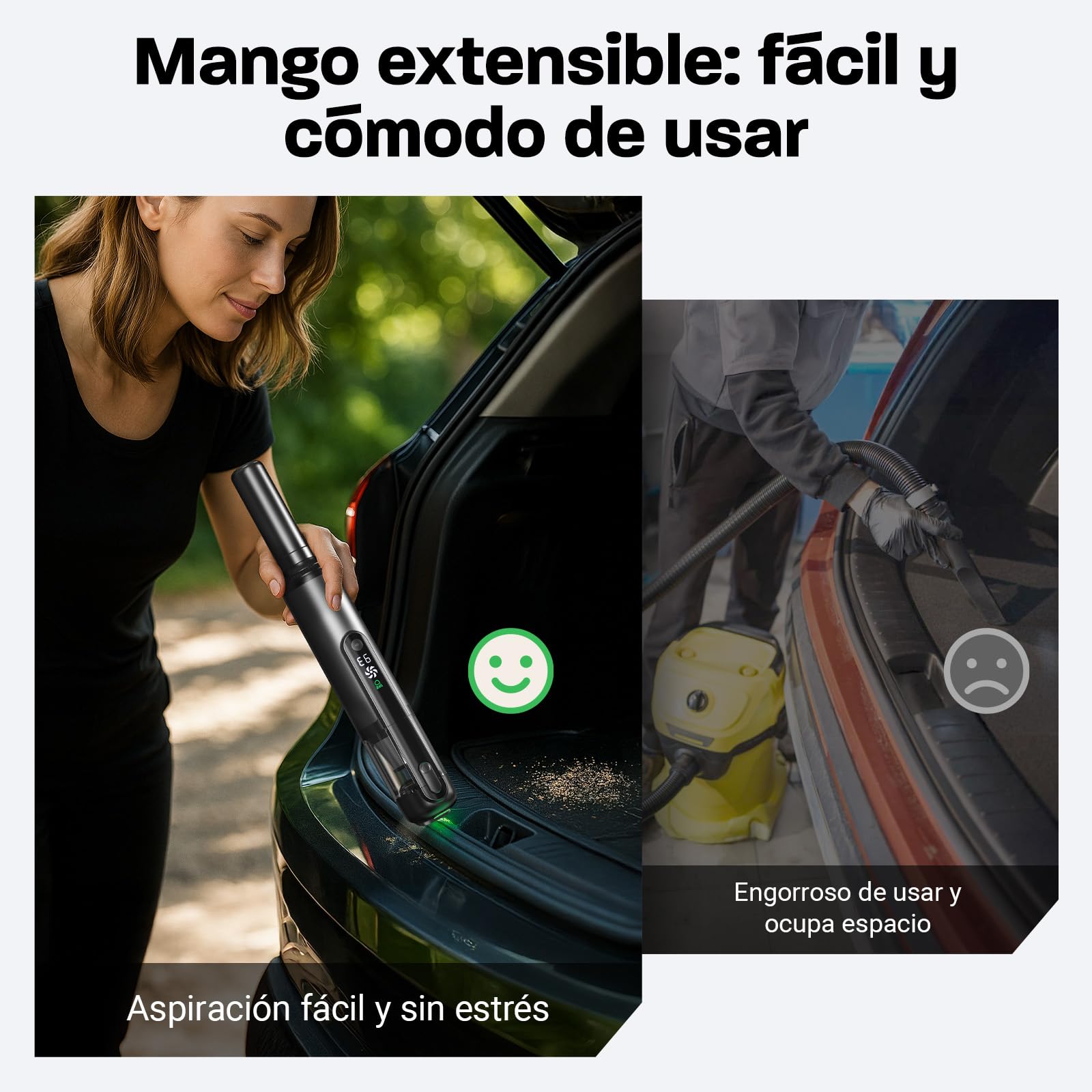 Aspiradora de Mano 4 en 1 (16 500 Pa, Motor sin escobillas 80 W)​​ – Portátil con Pantalla LED, 27 min autonomía, Carcasa de Aluminio ​​Negro​​ para Coche, hogar y Oficina.