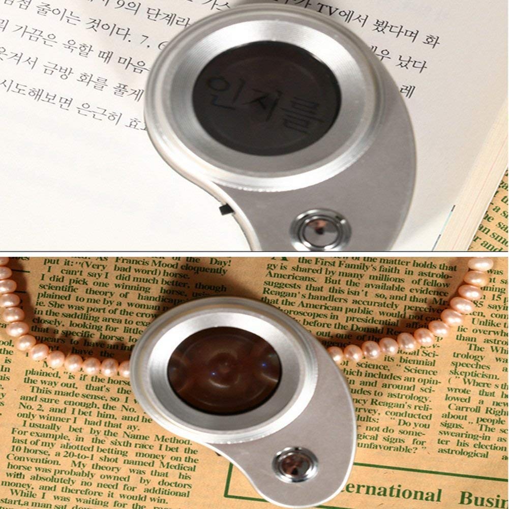 Loupes, Mini loupe 10X loupe portative à Fort grossissement avec Lampe LED et UV pour détecteur de Billets de Banque d'évaluation de pièces Antiques