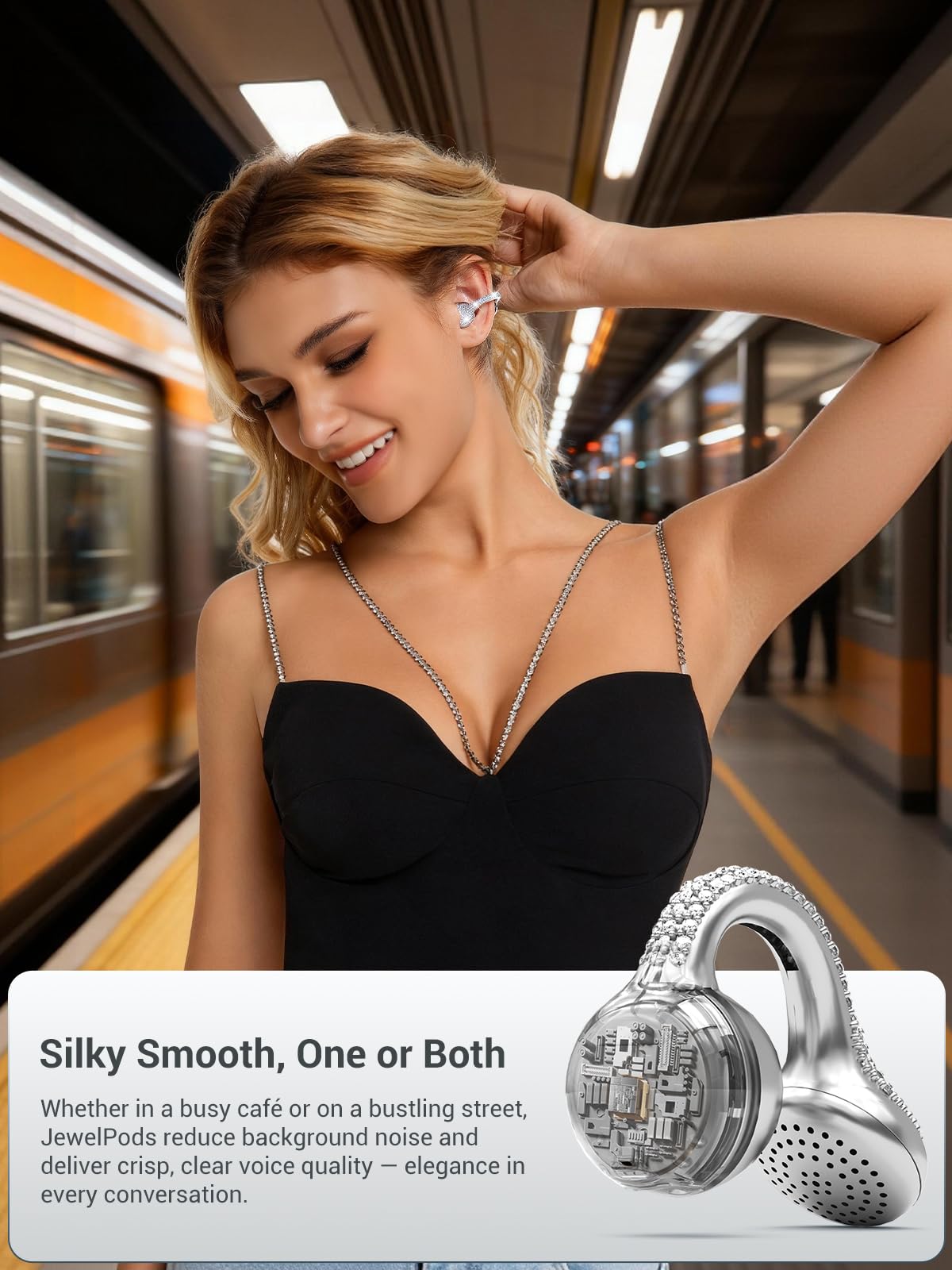 JewelPods C01 Pro Open Earbuds - Wireless Bluetooth, Crystal Clear Audio - Dettaglio