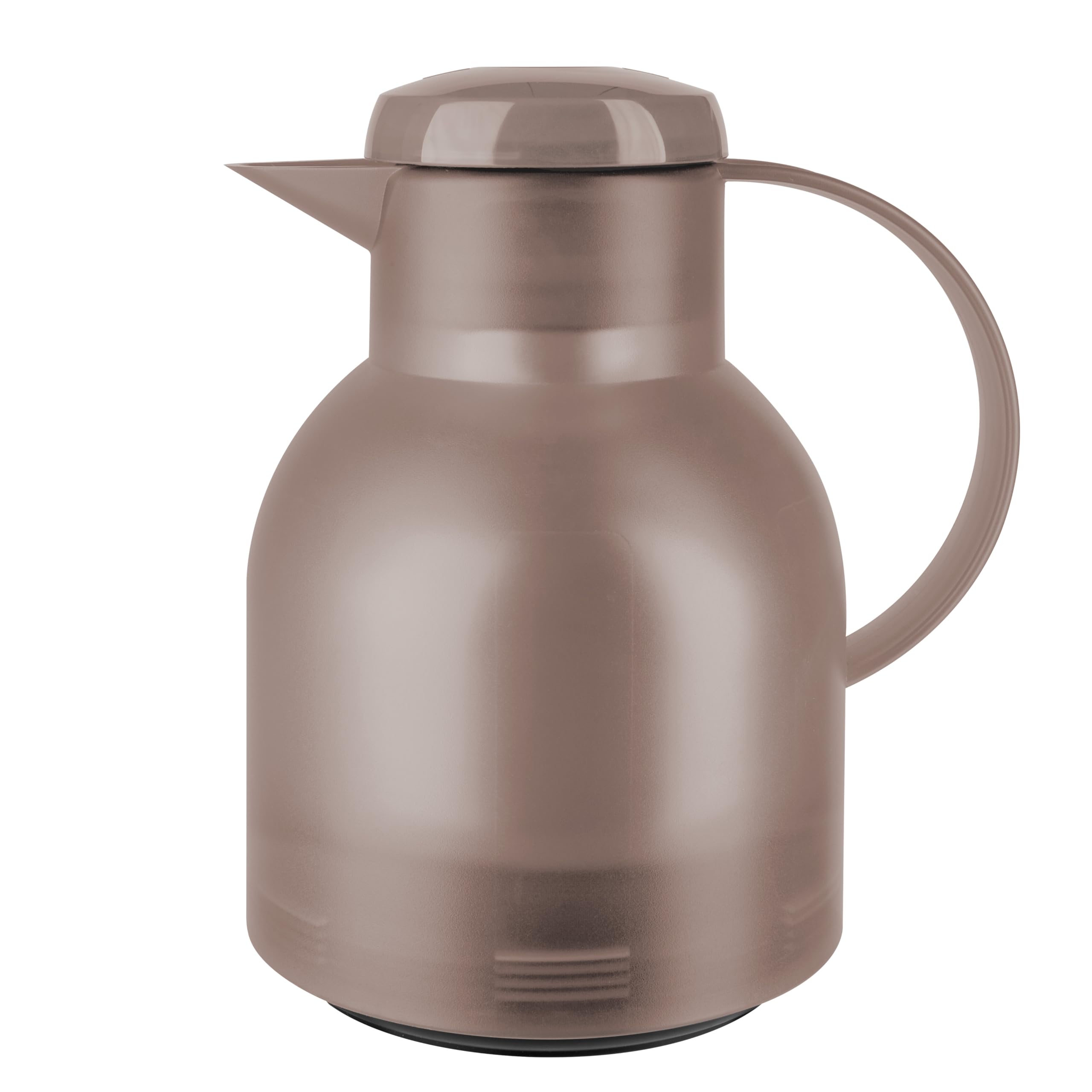Emsa Samba Isolierkanne, 1 Liter Fassungsvermögen, Quick Press Verschluss, 100% dicht, 12h heiß und 24h kalt, mit Glaskolben, made in Germany, Transluzent/Taupe, 509820