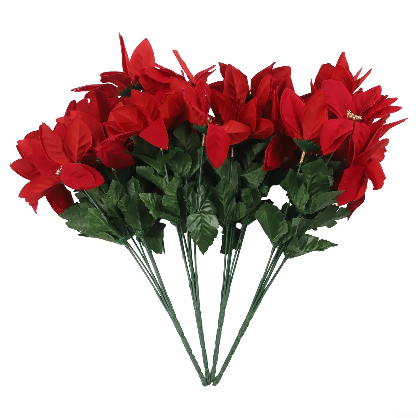 4 künstliche rote Weihnachtsblumen für Veranda, Garten, Innen- und