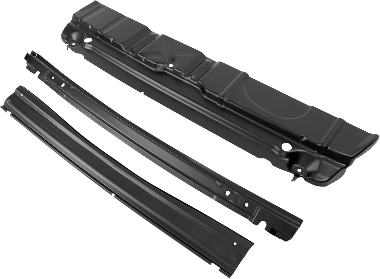 ALMULOO Floor Pan & Tail Pan & Trunk Underside Brace Compatible with 1955-1957 Chevrolet Bel Air/Two-Ten Series/One-Fifty Series 2 Door and 4 Door Models Steel Powder Coated Black 3PCS