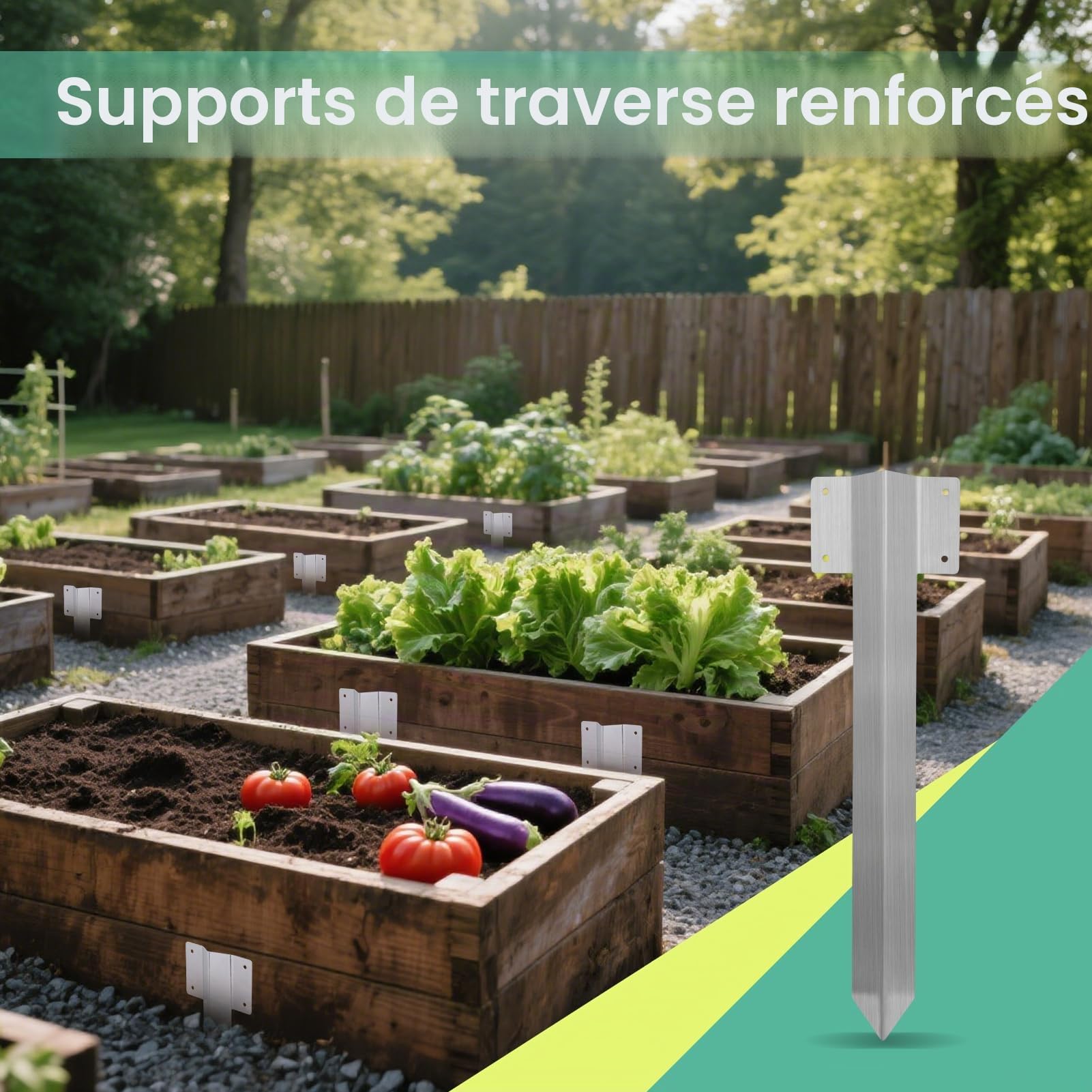 10 Piquets Sardines de Fixation, Jardin Robustes avec 40 Vis Fixation, Piquet Ancrage, pour Bordures Plates Bandes Surélevées Terrasses