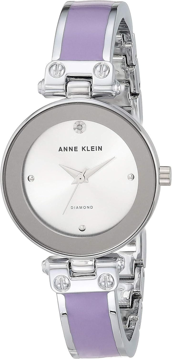 Anne Klein Women's AK/1981LVSV Premium Crystal Accented Silver-Tone and Lavender Bangle Watch