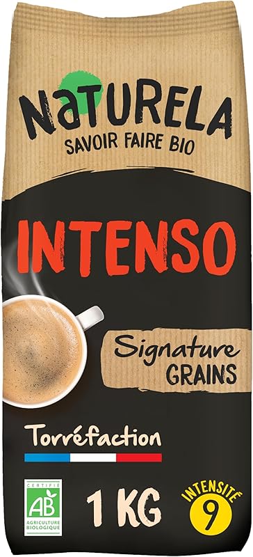 NATURELA - Café Grains Bio - Intenso - Arabica et Robusta - Gamme Signature - Torréfaction Lente - F