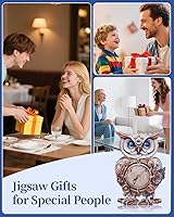 Vista 7 de Rompecabezas de madera 3D para adultos, kit de rompecabezas de reloj de lechuza 3D (con péndulo), rompecabezas de lechuza mecánicos 3D para adultos