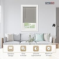 Vista 5 de PowerSellerUSA Persianas de ventana inalámbricas con listones de 1 pulgada, 64 pulgadas de largo x 24 pulgadas de ancho, patrón sólido, de vinilo