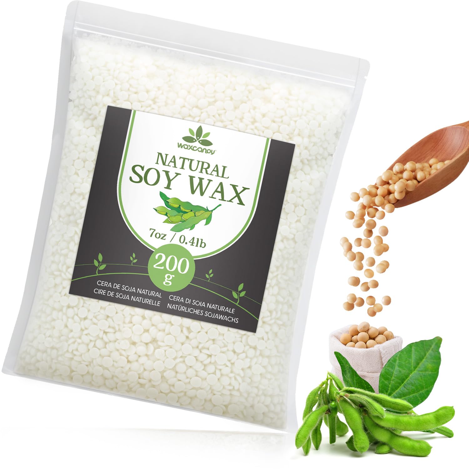 Waxcanpy Sojawachs 200G/1KG/1.8KG/5KG/10KG/15KG, Premium Kerzenwachs