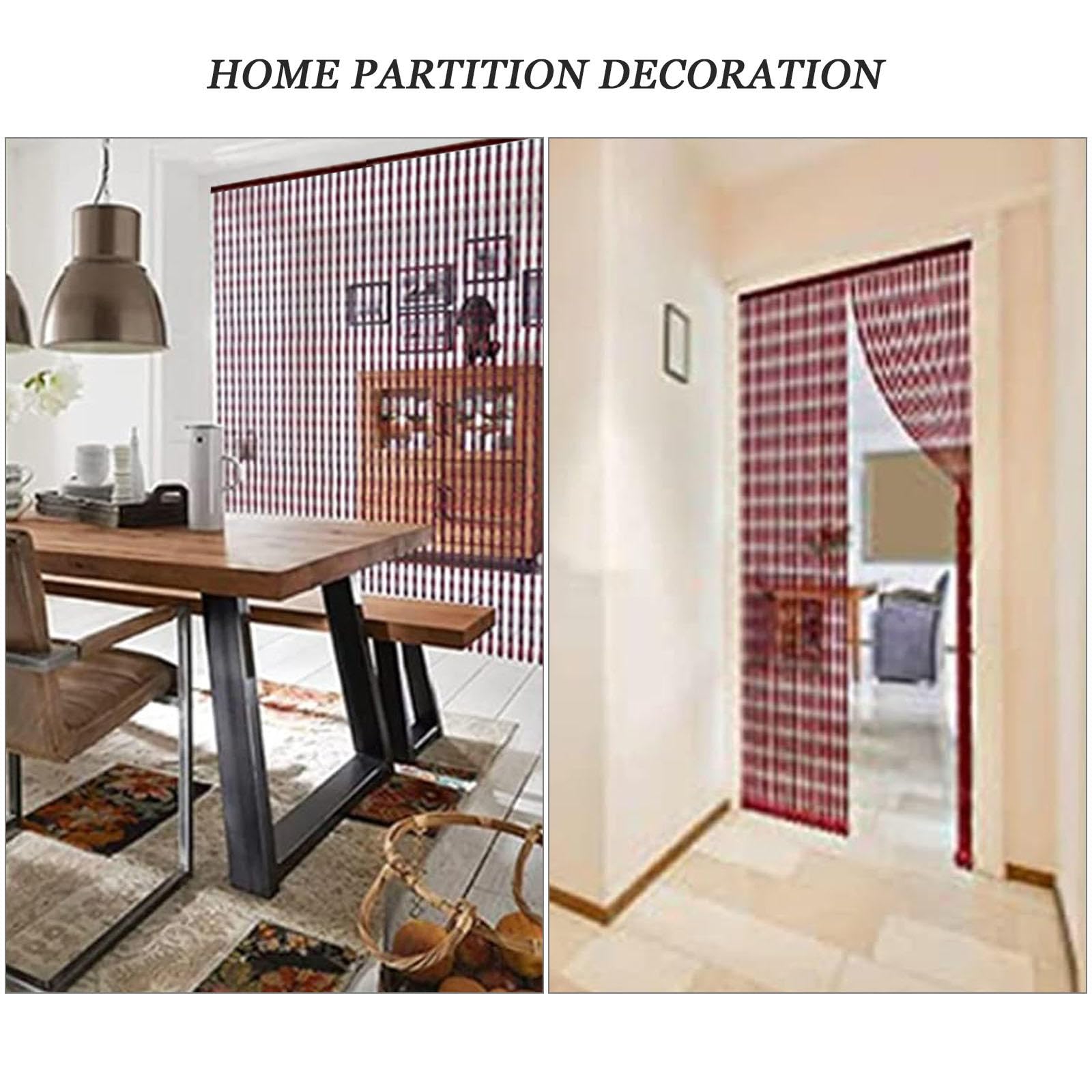 Rideau De Perles en Bois,Rideau De Porte en Perles en Bois,Rideau en Bambou Naturel Suspendus,Rideau De Porte Anti-mouches,Panneaux Décoratifs Séparation Pour Porche Terrasse,70strands-140x230cm