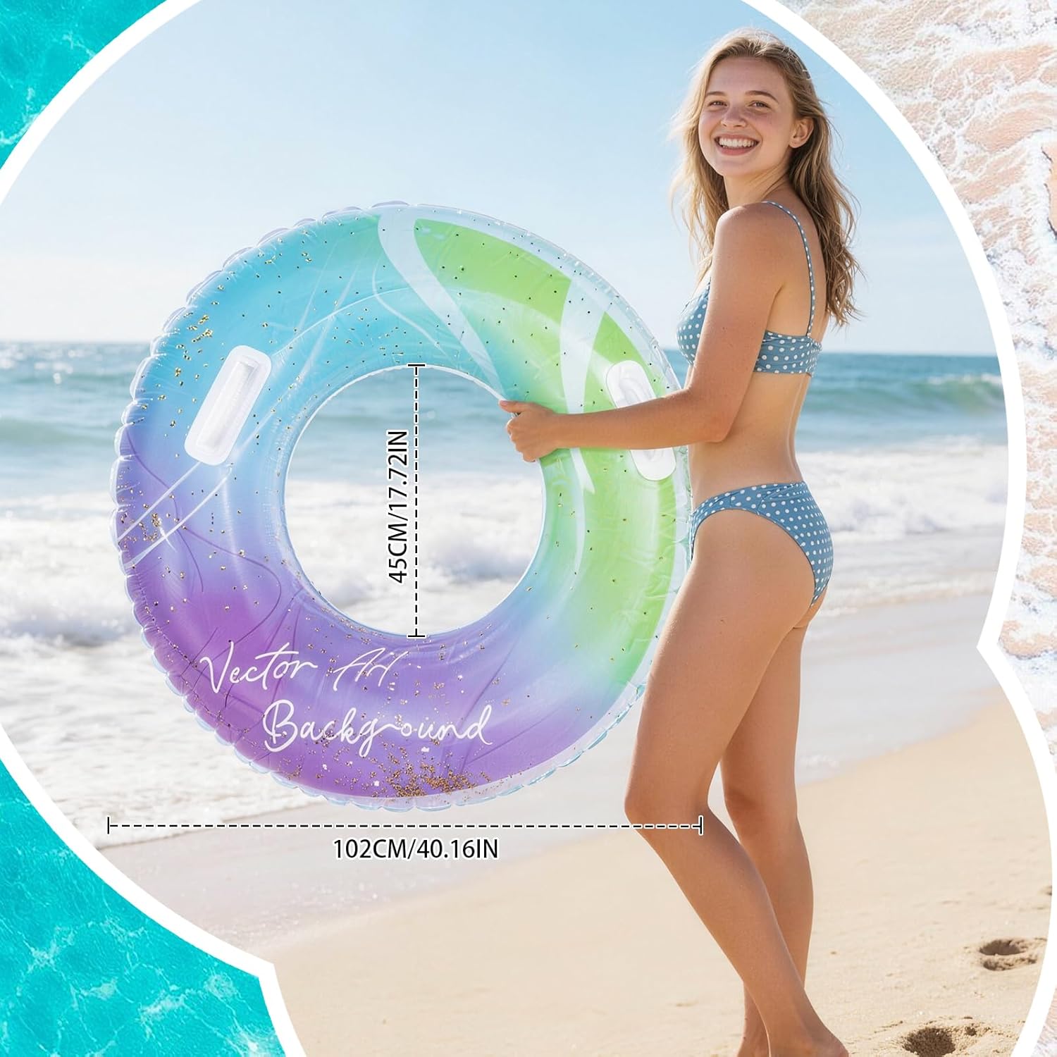 Swimming Ring, 102 cm Inflatable Doughnut Adult with Handles, Large Float Adult Games, Toys for Swimming Pool Beach Lake Sea