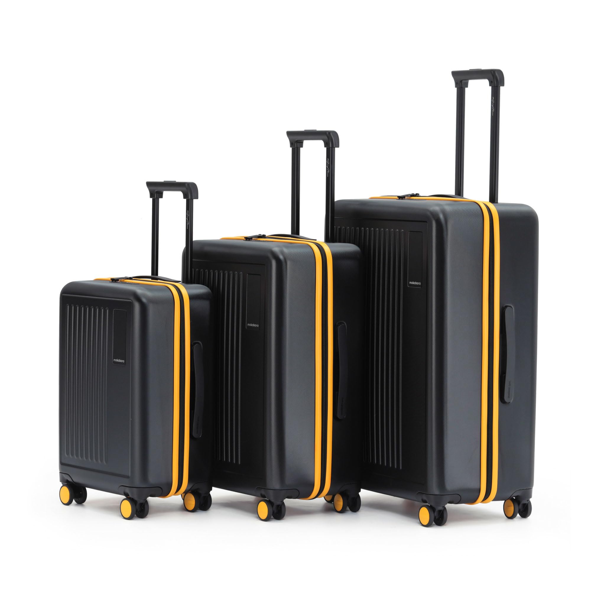 The Transit Luggage Set of 3 | 40L, 65L & 100L Capacity | Polycarbonate Hardshell | Silent Hinomoto Wheels | for All Travel Needs | Black | Money Moves Sunray