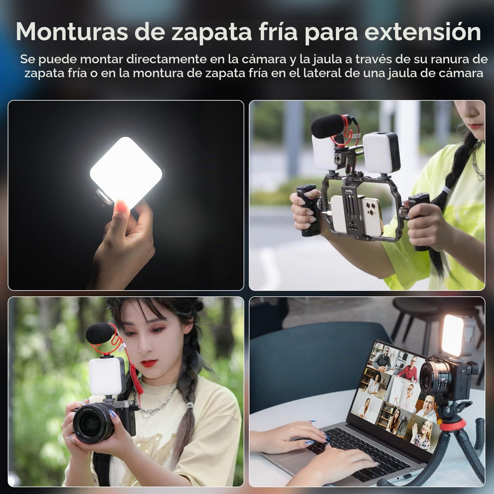 SMALLRIG P96 Luz de Video LED, Luces LED Portátiles para Cámaras, 96 Perlas LED para Iluminación de Video y Fotografía, Panel Recargable 2200mAh CRI95+ 2700-6500K - 3286B (Paquete de 2)