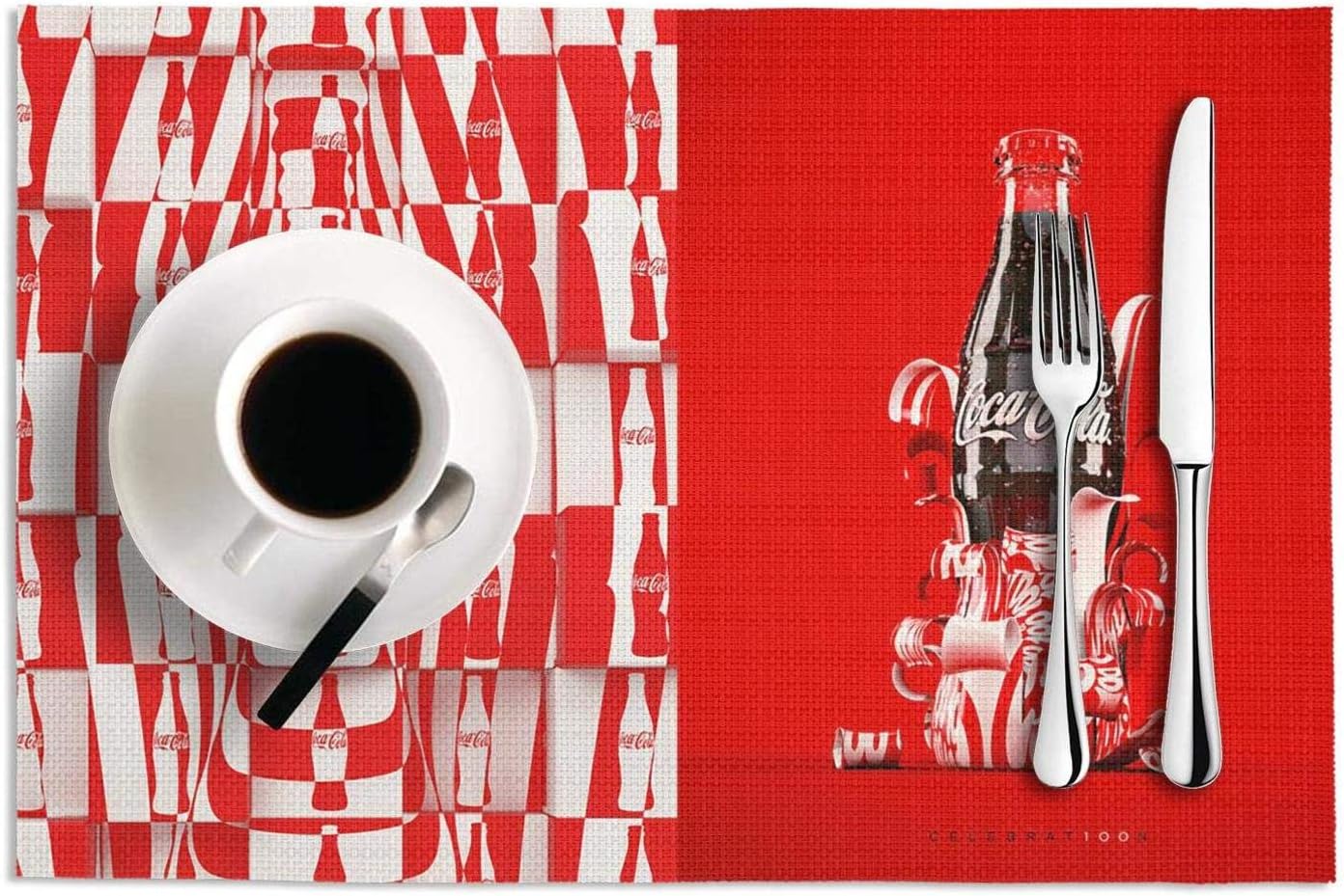 Easy To Clean Placemats Heat-Resistant Placemats Stain Resistant Anti-Skid Washable 25-Creative-CocaCola-Ads- PVC Table Mats,Set Of 2