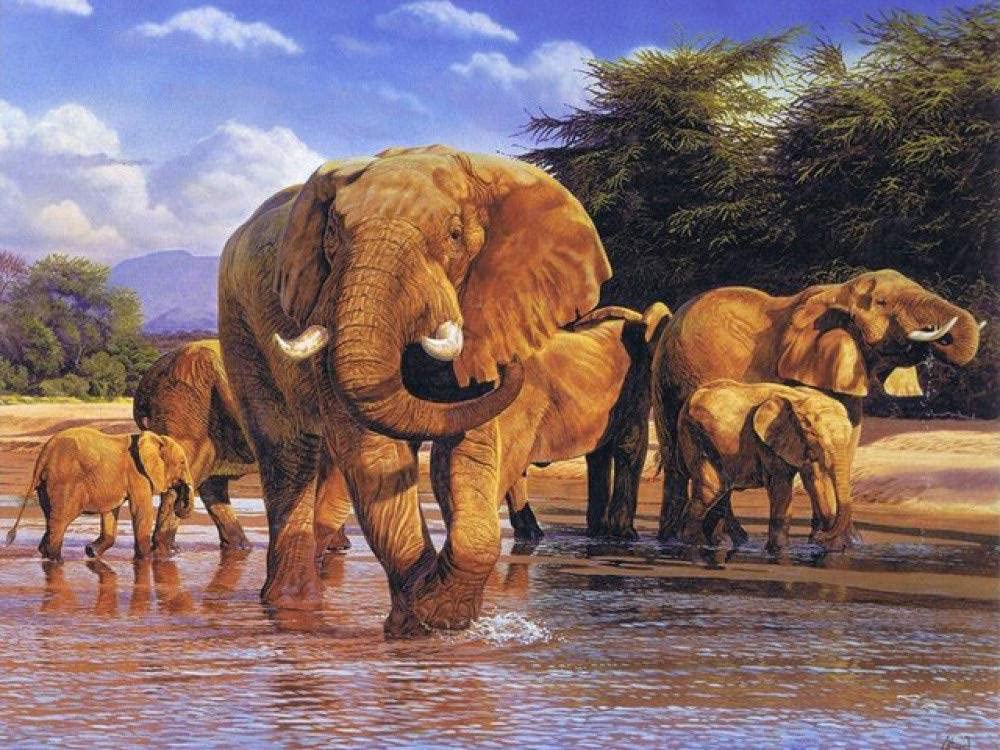 1000 sztuk puzzli, puzzle dla dorosłych, klasyczne drewniane wodne słoń grupa zwierzęta puzzle, niemożliwe puzzle, gry zręcznościowe dla całej rodziny, niezwykłe wyzwanie mózgu puzzle dla dzieci, 1000