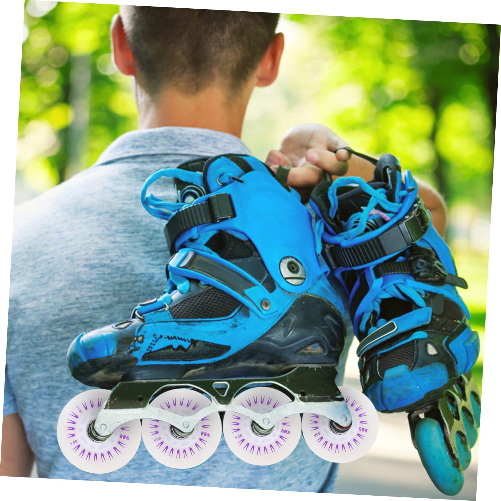 Happyyami 4Pcs Inline Skating Wheels Light Up Roller Skate Wheels Durable PU Material for Use for Adults Suitable for Recreational