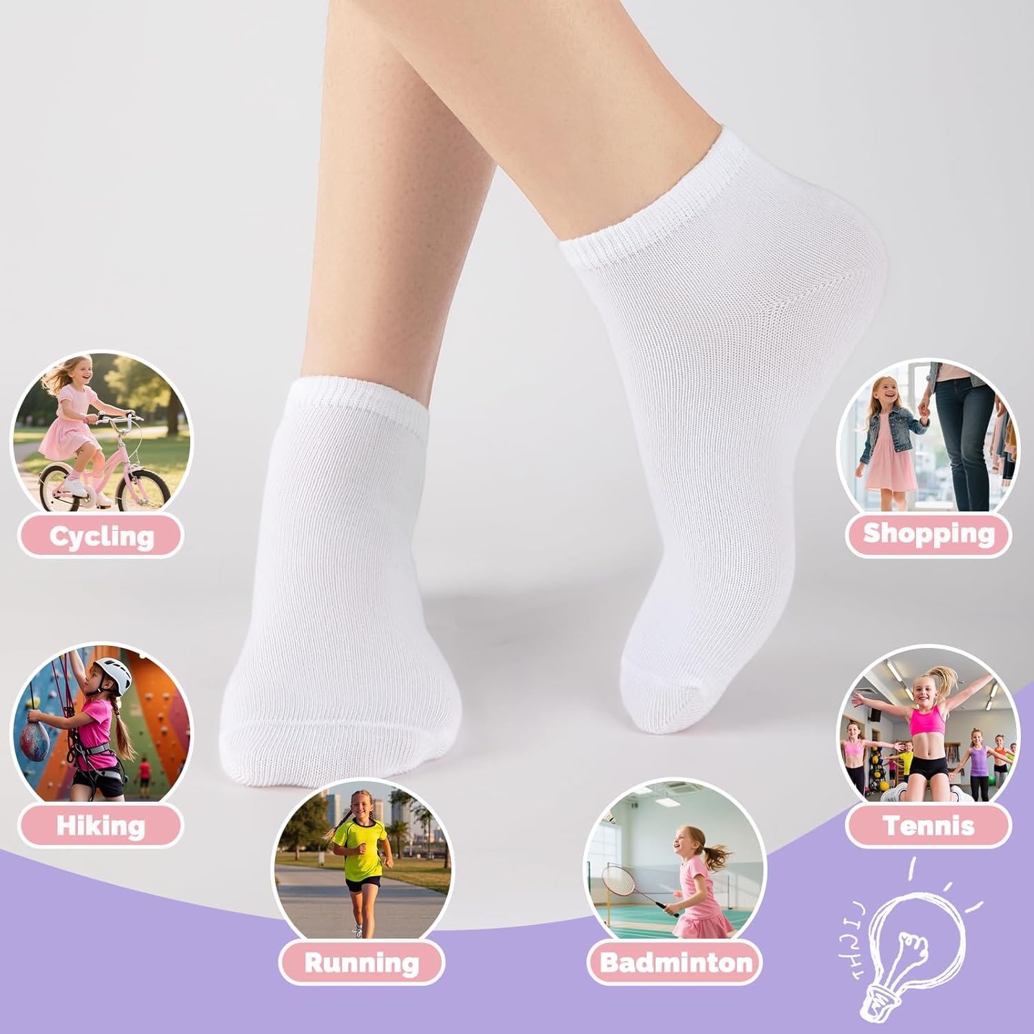20 Pairs Cute Girls Socks Assortment, Ankle Socks for School, Play & Daily Wear, (Fits 6-12 Years) - Image 7