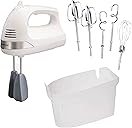 Hamilton Beach 6-Speed Electric Hand Mixer with Whisk, Dough Hooks and Easy Clean Beaters, Powerful 275 Watt Motor, Snap-On Storage Case, White