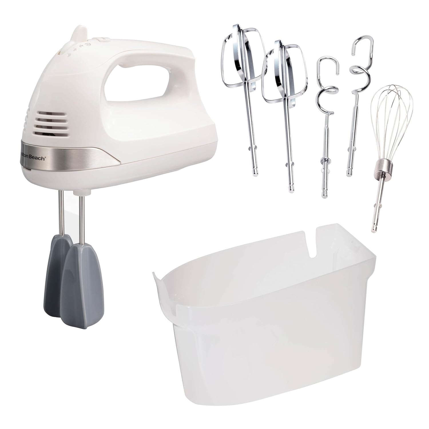 Hamilton Beach 6-Speed Electric Hand Mixer with Whisk Dough Hooks and Easy Clean Beaters Powerful 275 Watt Motor
