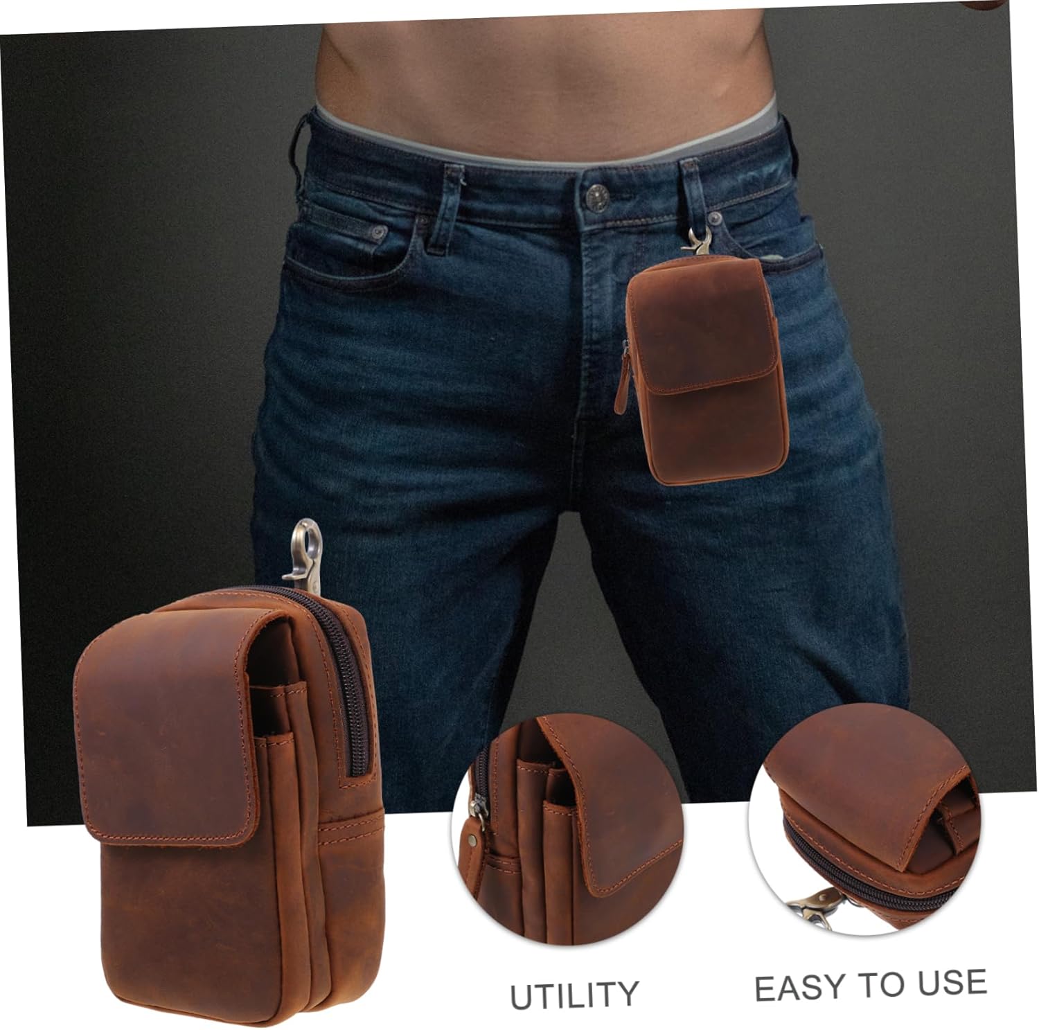 Retro Phone Storage Bag Cellphone Pouch Multifunctional Waist Bag for Men Outdoor Use