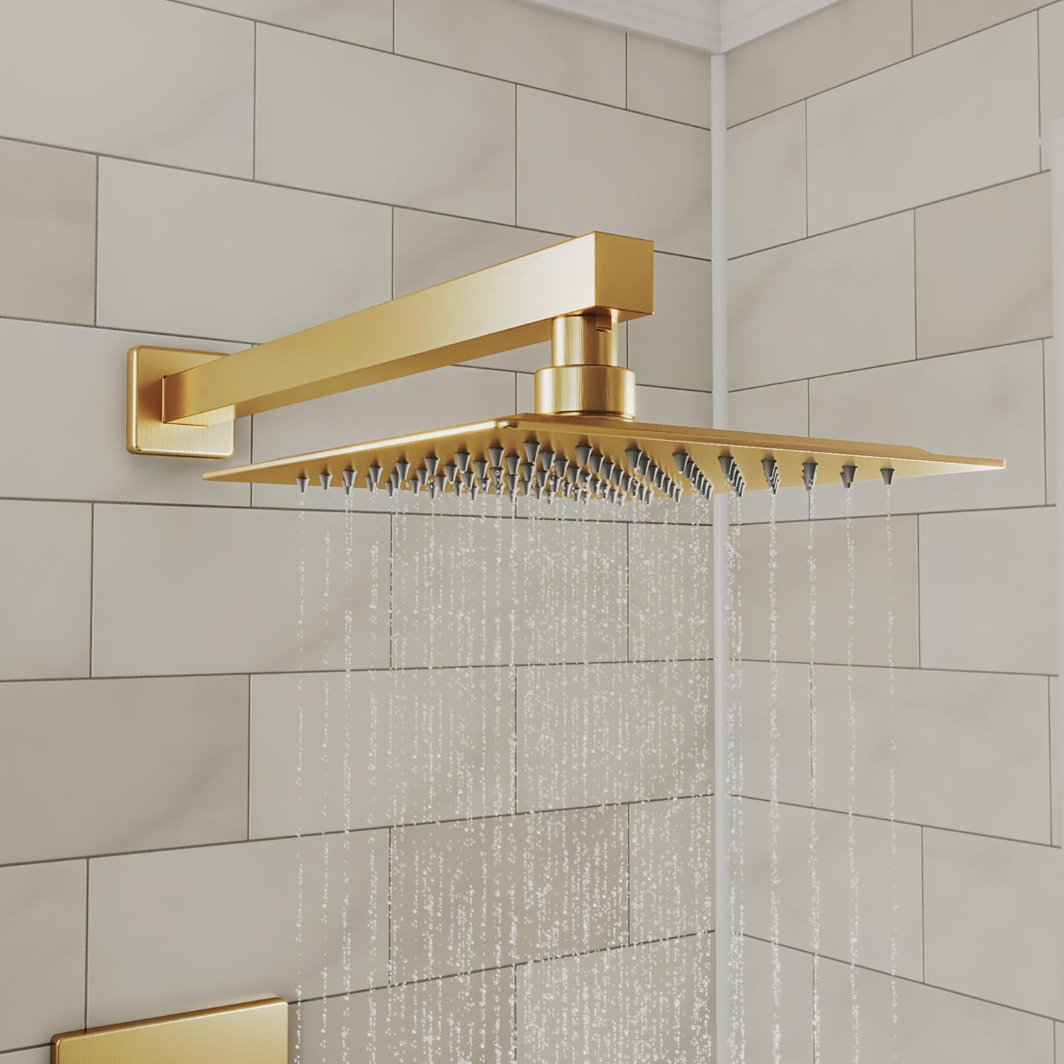 Ascend Ultra-Thin Square Shower Head - 8 in., Brushed Brass