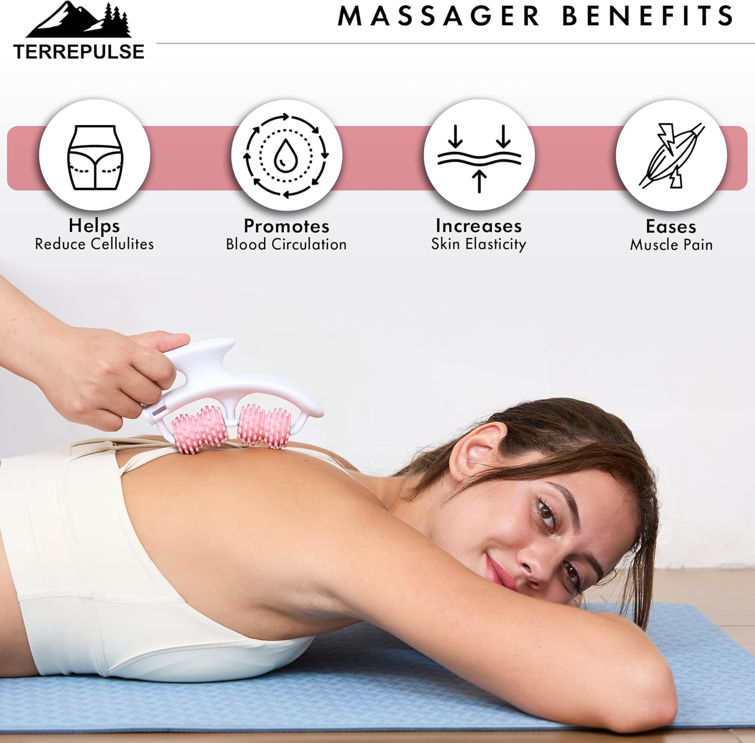 Anti Cellulite Roller & Lymphatic Drainage Massager | Deep Tissue Fascia Blaster & Muscle Roller | Tool for Sore Arms, Legs, Shoulders, Stomach & Buttocks (Pink)