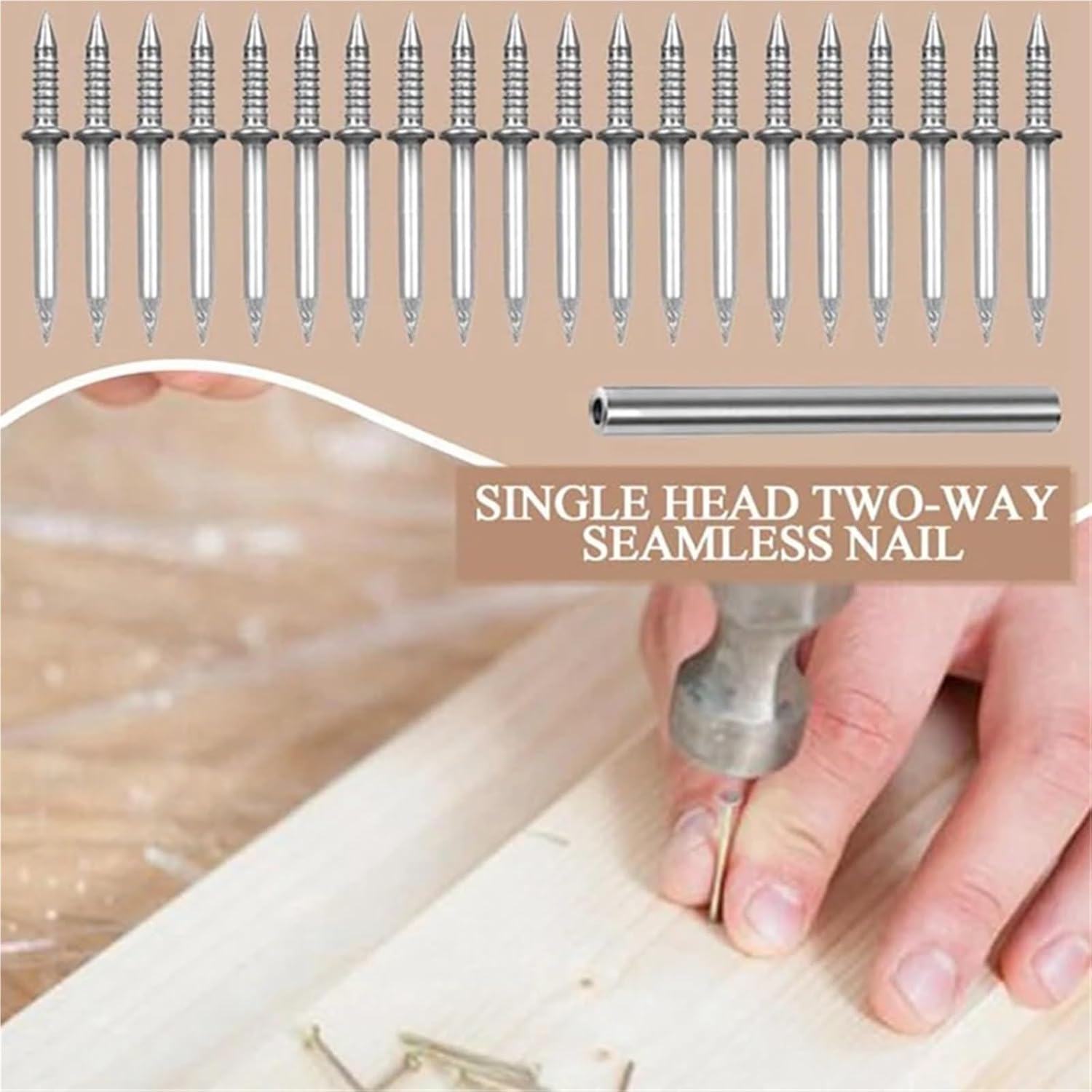 Double Sided Nails 600/800/1000PCS Double-Head Skirting Thread Seamless No Trace Nails Sheep Horn Single Cement Nail For Solid Wood Trim(800pcs)
