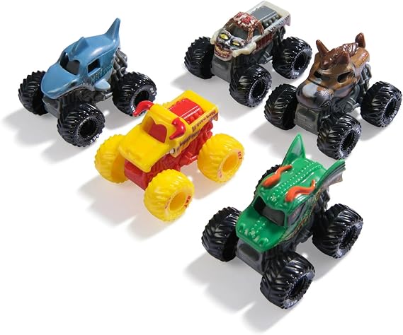 Monster Jam Mini Jams 5個パック モンスタートラック ミステリーミニ付き – ゾンビ、ドラゴン、メガロドン、ホースパワー – 公式スピンマスターミニモンスタートラックおもちゃ 対象年齢3歳以上。