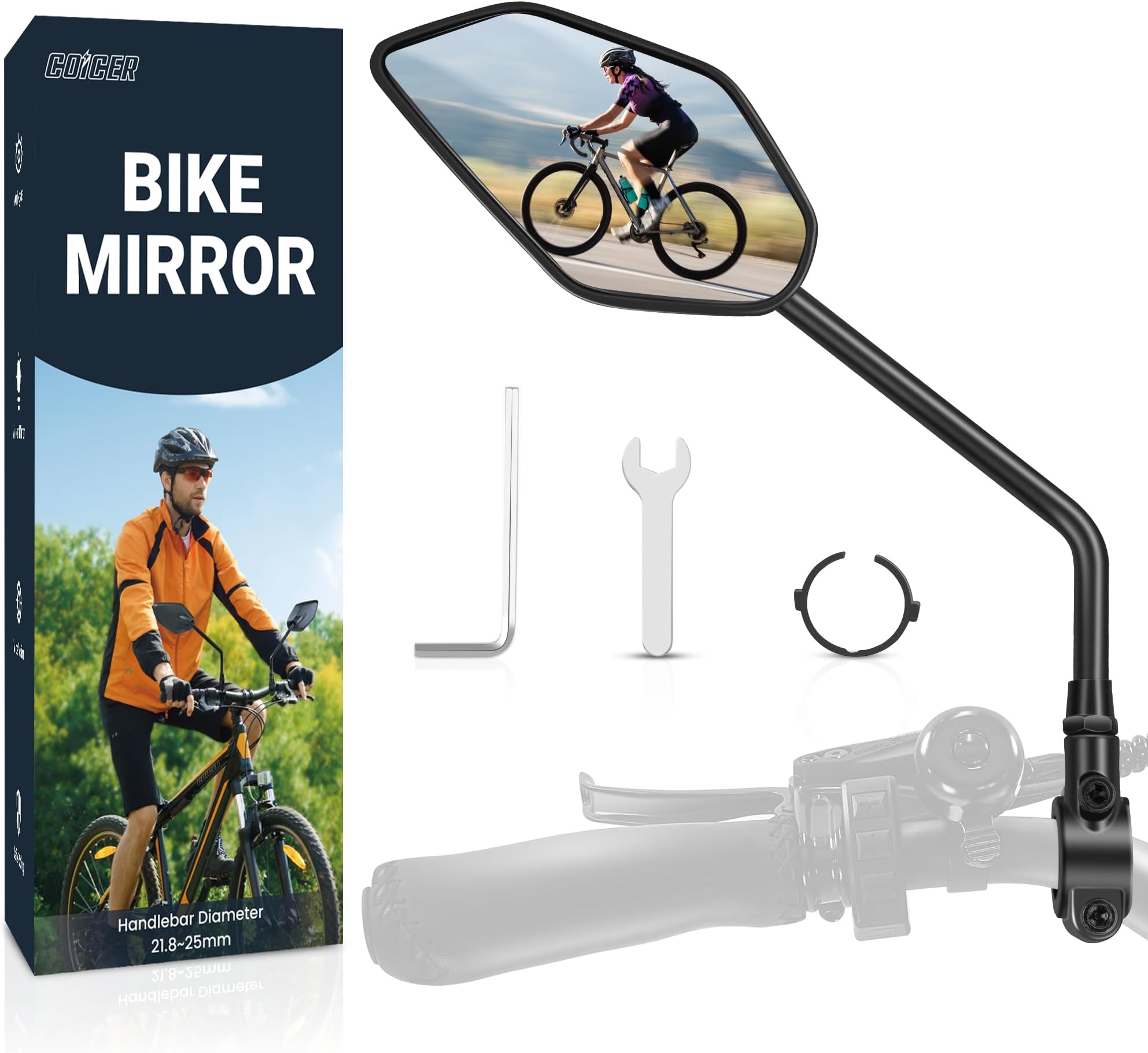 Fahrrad Spiegel 2 Pcs 10 Cm Fahrradspiegel Für Lenker 15-35 Mm 360° Verstellbar Fahrrad Rückspiegel