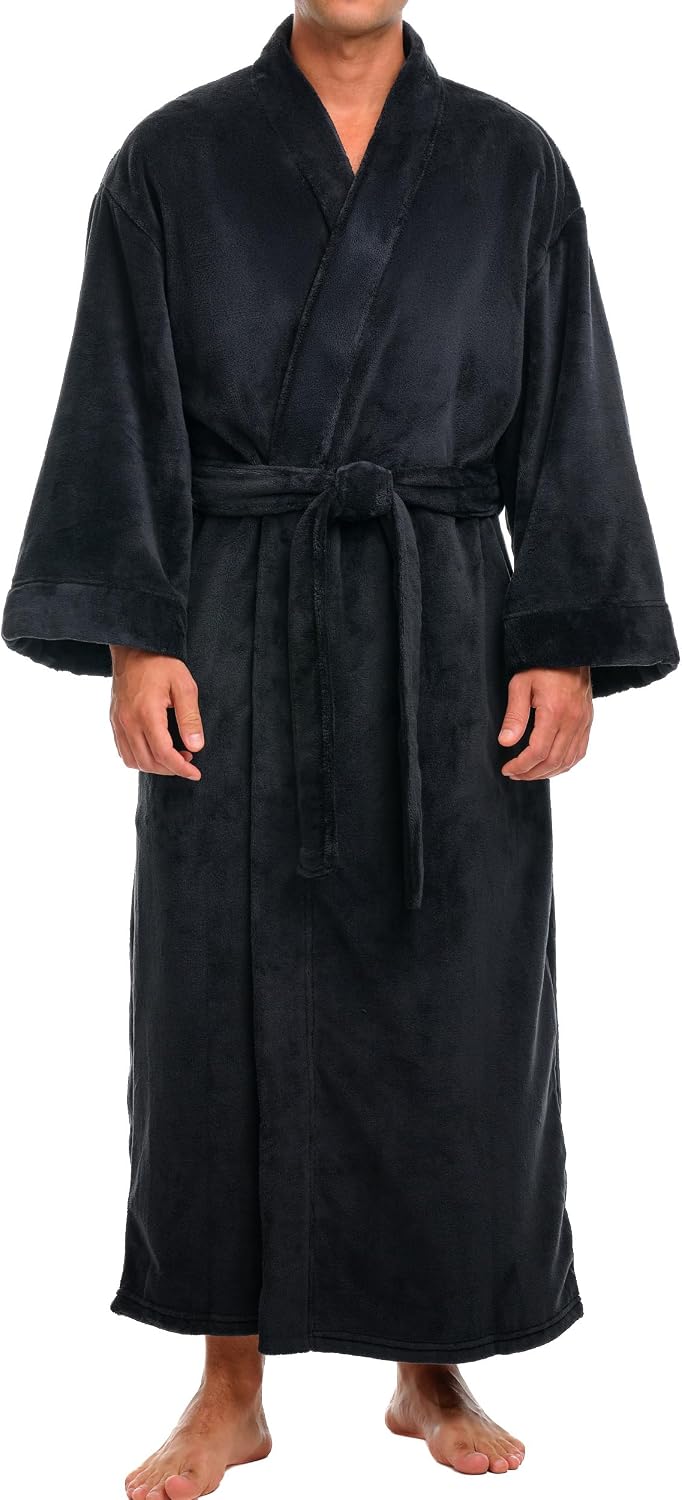 Alexander Del Rossa Men’s Plush Fleece Robe – Warm, Cozy, Winter Lounge Robe with Pockets