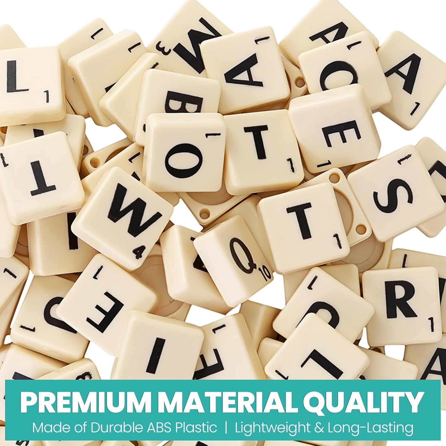Trimming Shop Ivory Plastic Tiles with Black Letters & Numbers for DIY Arts and Craft Scrapbooking Board Games Replacement Spelling Pendants Jewelry Making, 300pcs