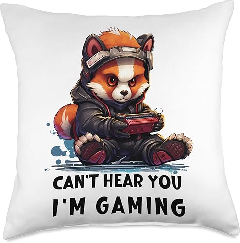 Gaming Red Panda Can't Hear You I'm Gaming Hear You I'm Gaming Red Panda Lover - Almohada de 18 x 18 pulgadas, multicolor