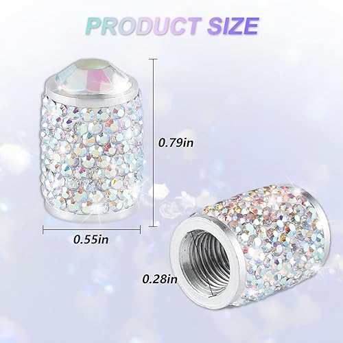Miniatura 7 de Alpmosn Tapones para válvula de neumático de automóvil, 4 tapas de válvula de neumático brillantes, tapones de cristal brillantes para mujeres,