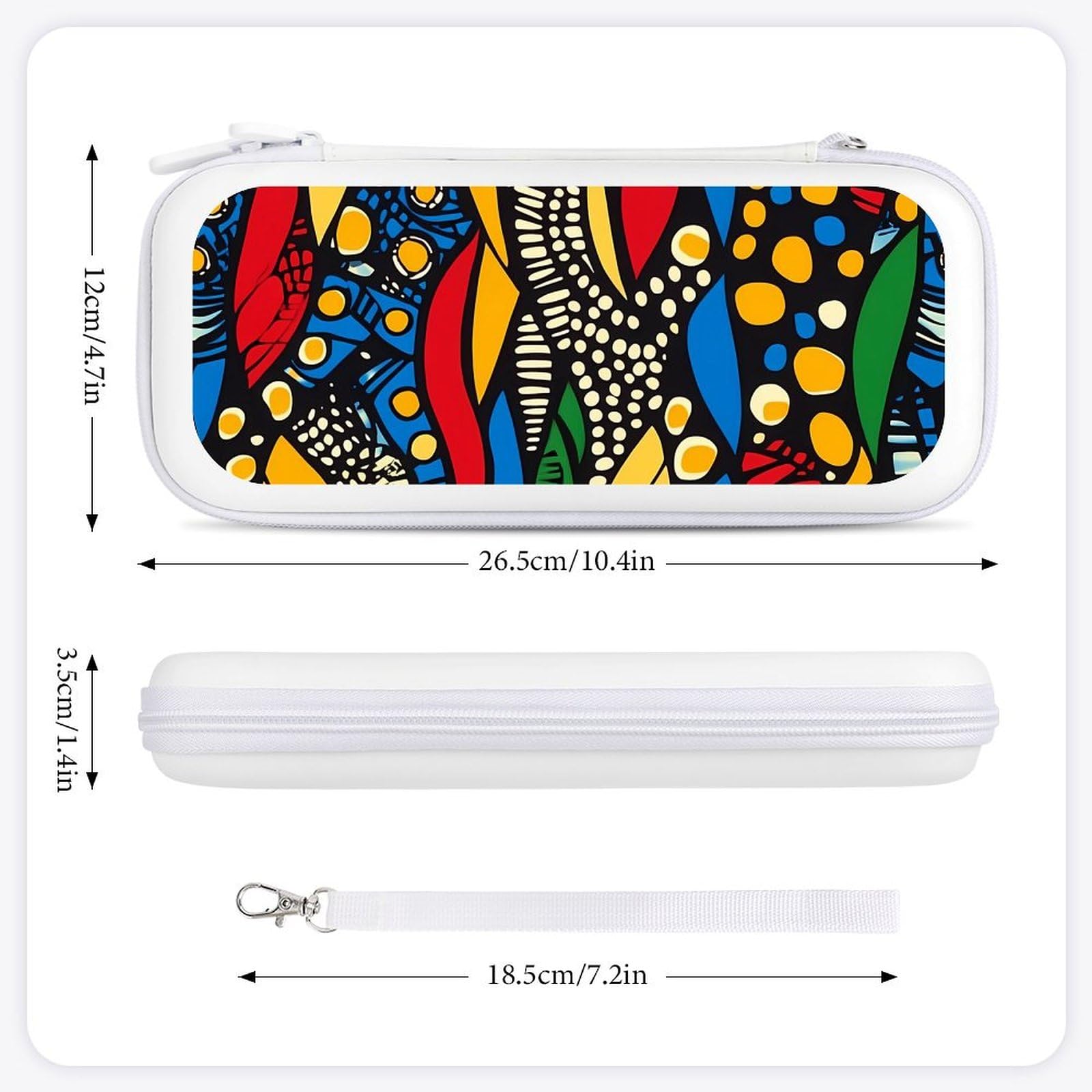 African Traditional Pattern Print Compatible with Switch Carrying Case Hard Travel Game Bag Pouch with 15 Games Accessories White-style