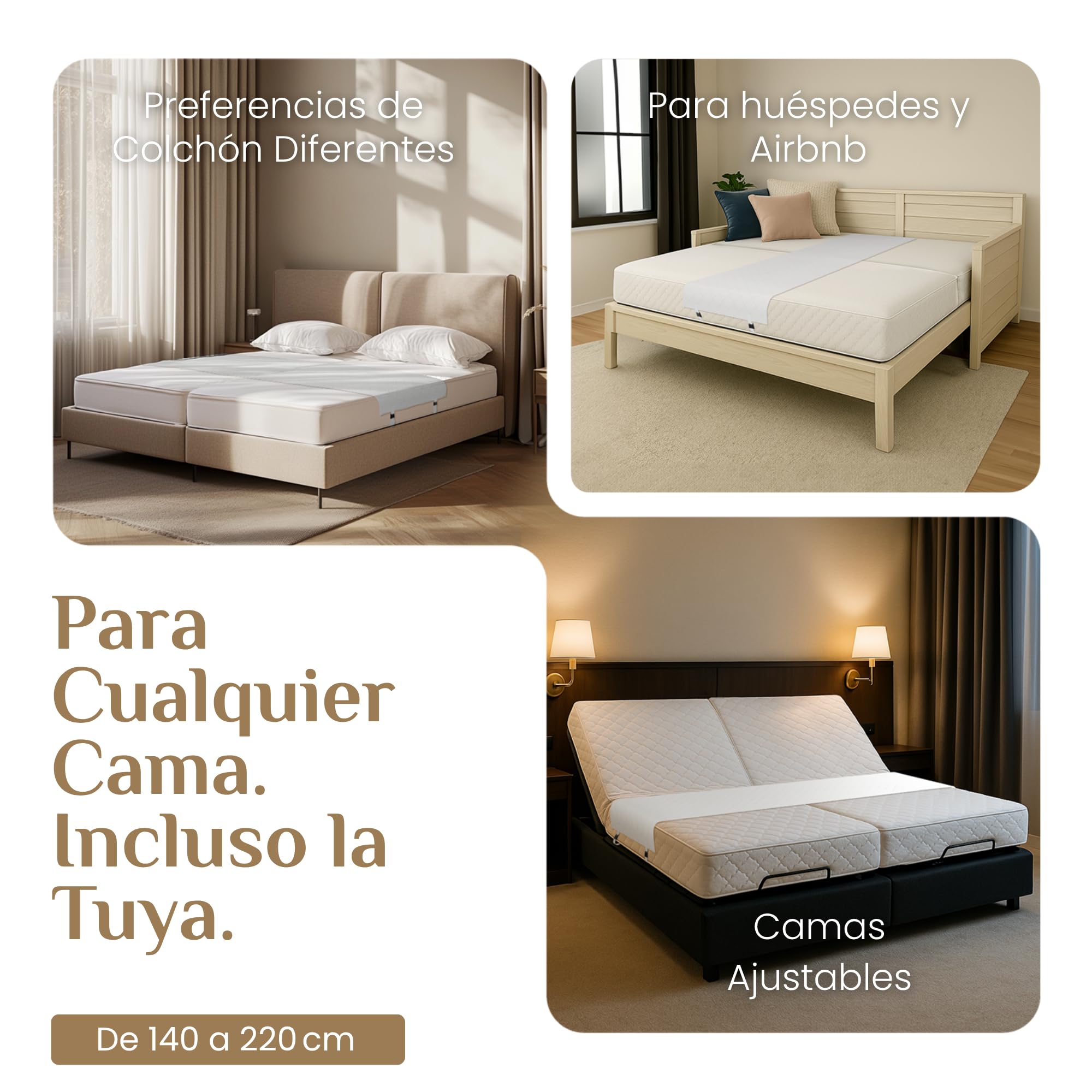 Cuña Unir Colchones - Ajustador De Camas para Unir Dos Colchones de 90 - Funciona Muy Bien con Mattress Topper Double Bed y reemplaza Cama Puente