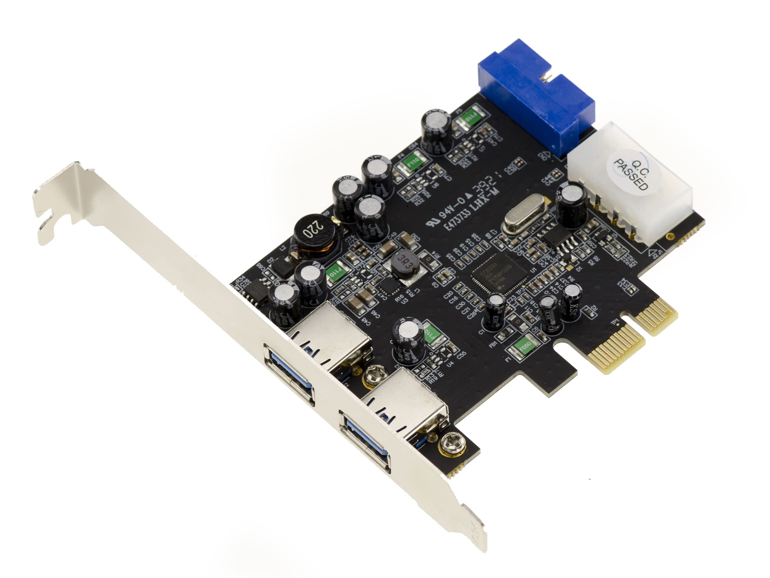 Carte PCIe USB 3.0 4 Ports – 2 Externes Type A + 2 Internes 19 Broches – Chipset NEC D720201 – Auto-Alimentée