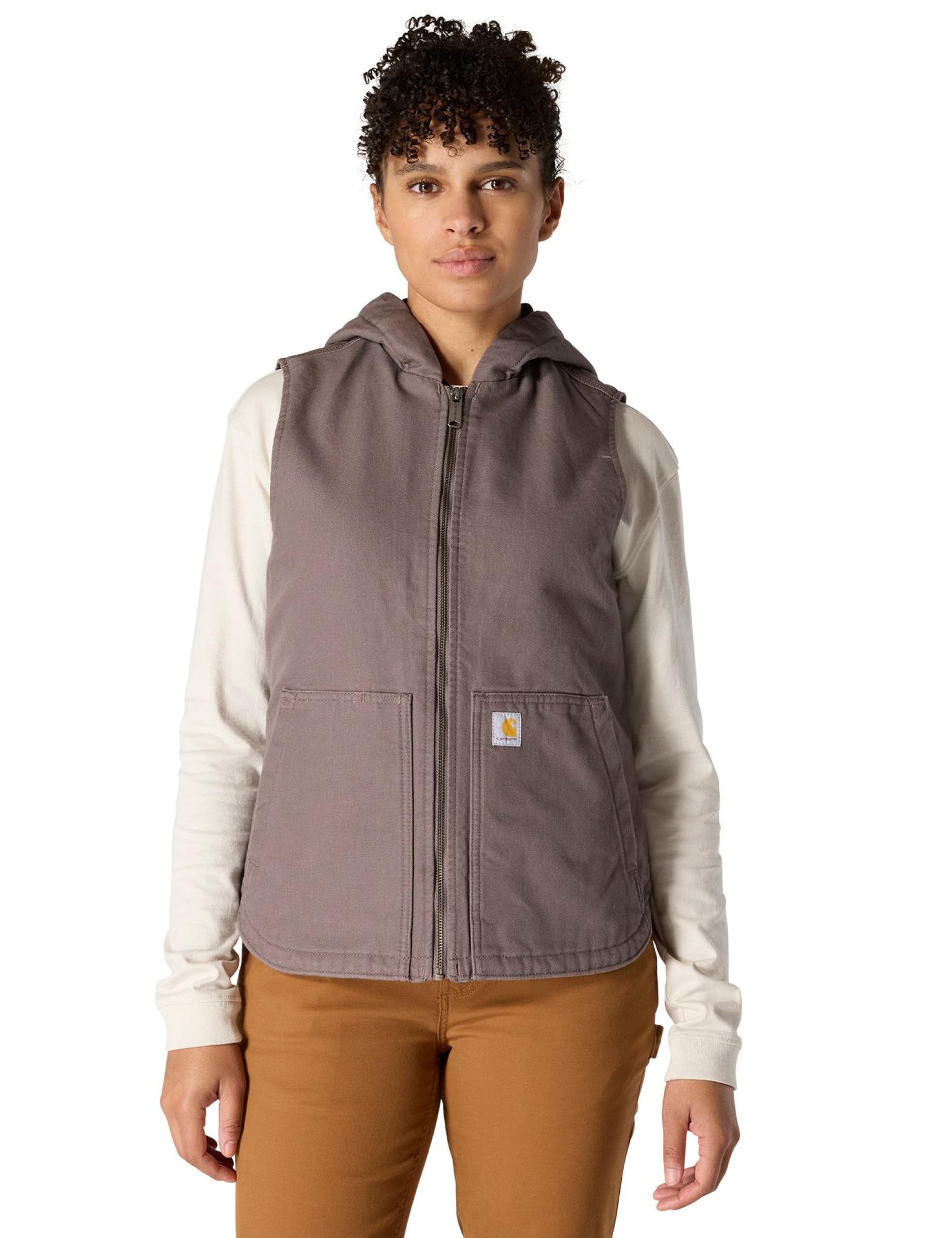 Amazon | Carhartt レディース ウォッシュドダックフード付きベスト